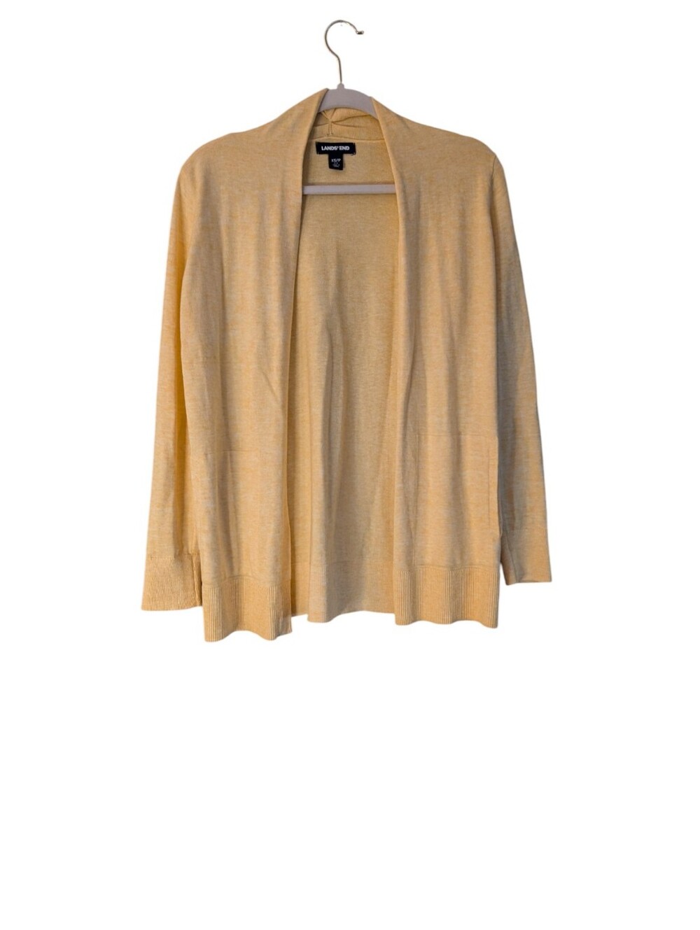 Lands' End heathered yellow open-front cardigan sweater 100% cotton size XS sun - Picture 8 of 8